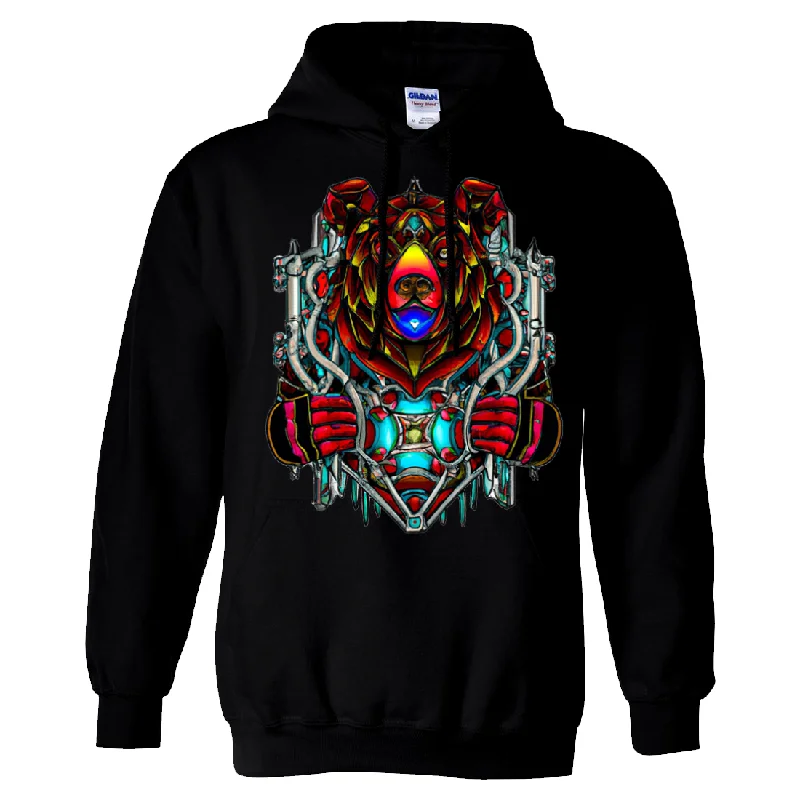 Stained Glass Gothic Cyborg Bear Sweatshirt Hoodie