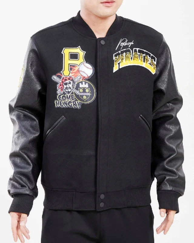 MLB PITTSBURGH PIRATES HOMETOWN WOOL MEN'S VARSITY JACKET (BLACK)