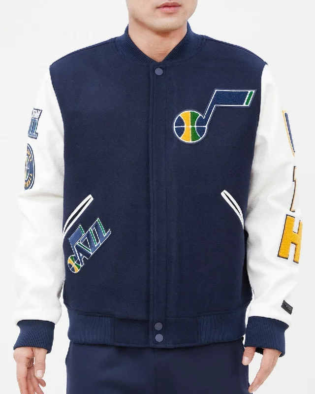 NBA UTAH JAZZ CLASSIC WOOL MEN'S VARSITY JACKET (MIDNIGHT NAVY/WHITE)