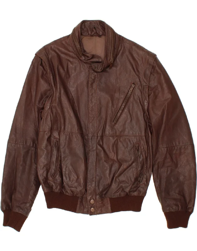 VINTAGE Mens Leather Jacket UK 38 Medium Brown