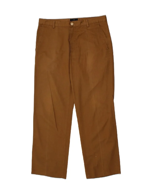 TRUSSARDI Mens Straight Chino Trousers IT 52 XL W36 L31 Brown Cotton