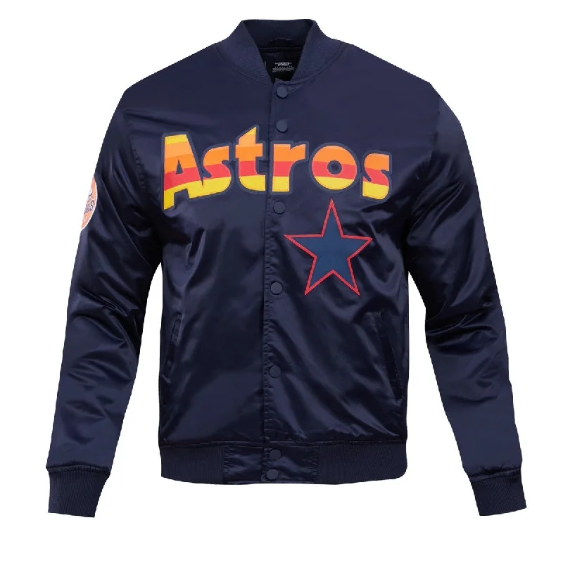 MLB HOUSTON ASTROS BIG LOGO MEN'S SATIN JACKET (MIDNIGHT NAVY)