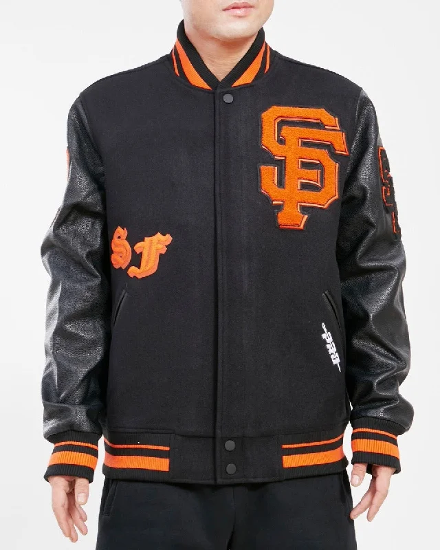 MLB SAN FRANCISCO GIANTS OLD ENGLISH WOOL MEN'S VARSITY JACKET (BLACK)