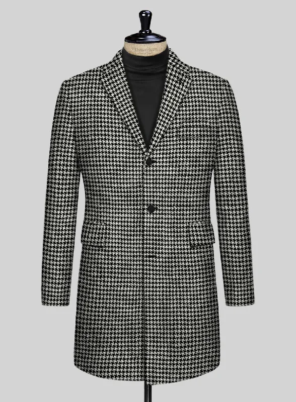 Big Houndstooth BW Tweed Overcoat