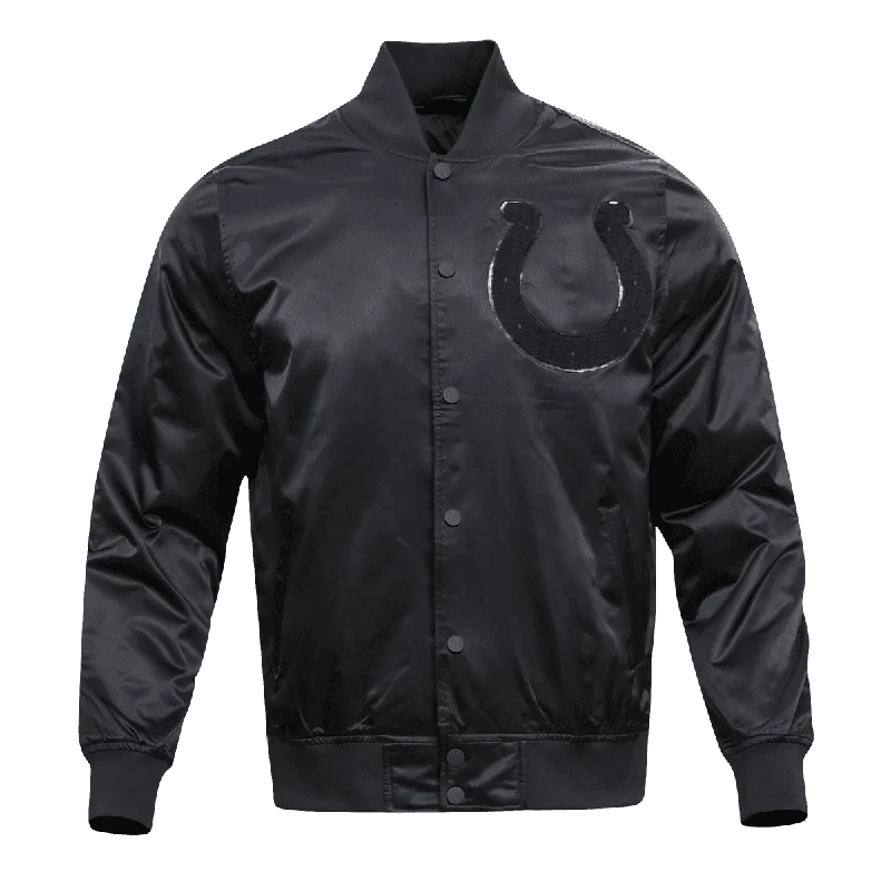 NFL INDIANAPOLIS COLTS TRIPLE BLACK MEN'S SATIN JACKET (TRIPLE BLACK)