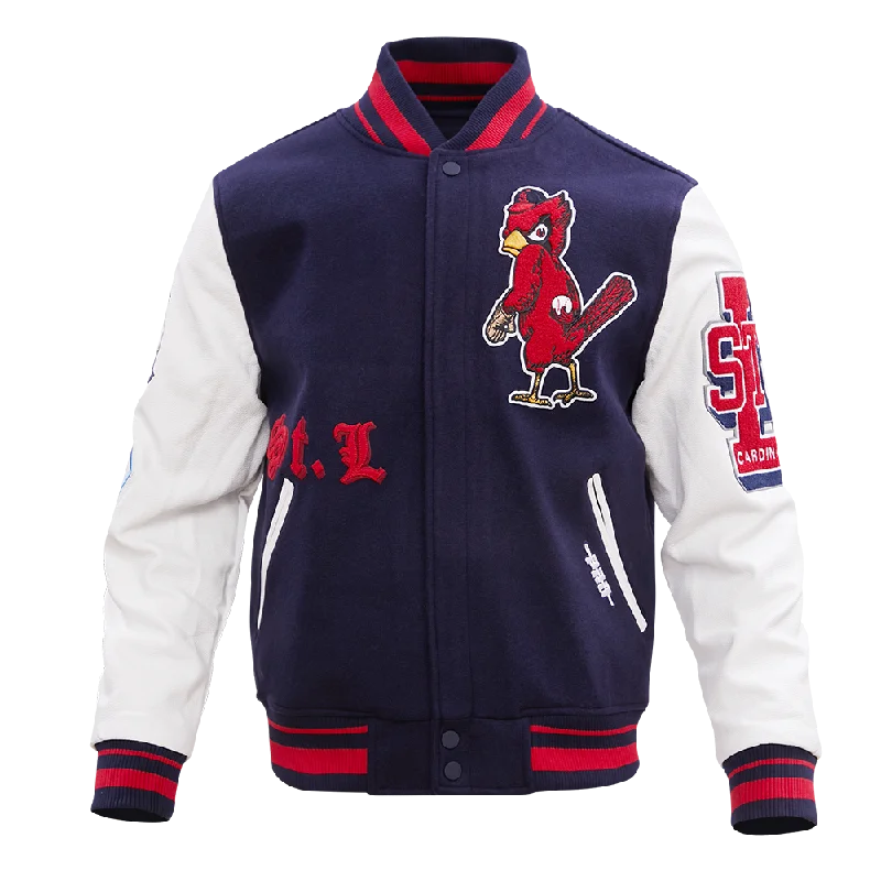 MLB ST. LOUIS CARDINALS OLD ENGLISH WOOL MEN'S VARSITY JACKET (MIDNIGHT NAVY/WHITE)