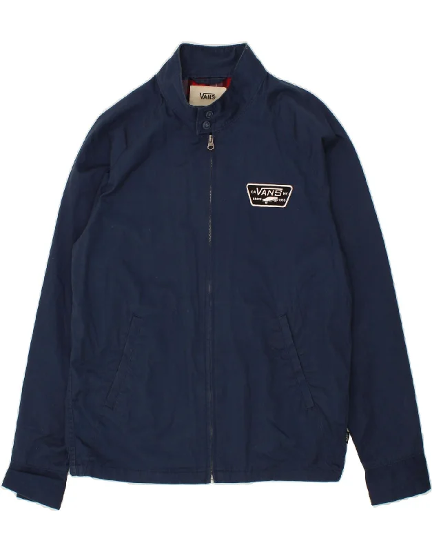 VANS Mens Bomber Jacket UK 38 Medium Navy Blue Cotton