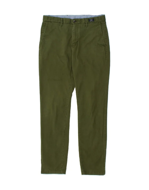 TOMMY HILFIGER Mens Slim Chino Trousers W32 L32 Green Cotton