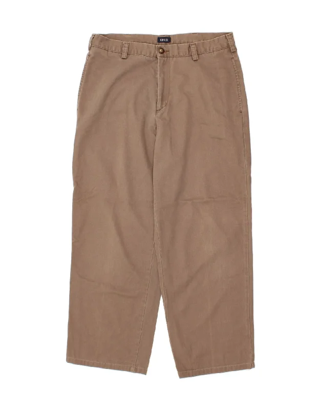 IZOD Mens Straight Chino Trousers W34 L27 Brown Cotton