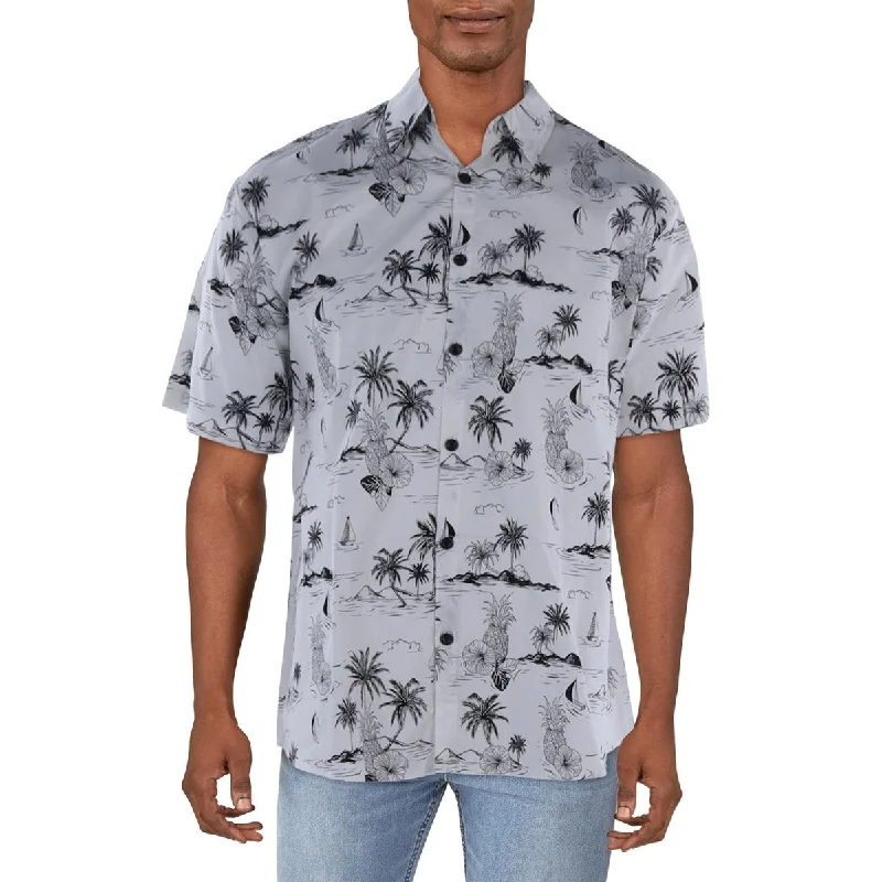 Jogal Mens Button-Down Collared Hawaiian Print Shirt