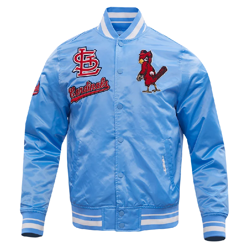 MLB ST. LOUIS CARDINALS RETRO CLASSIC MEN'S RIB SATIN JACKET (UNIVERSITY BLUE)