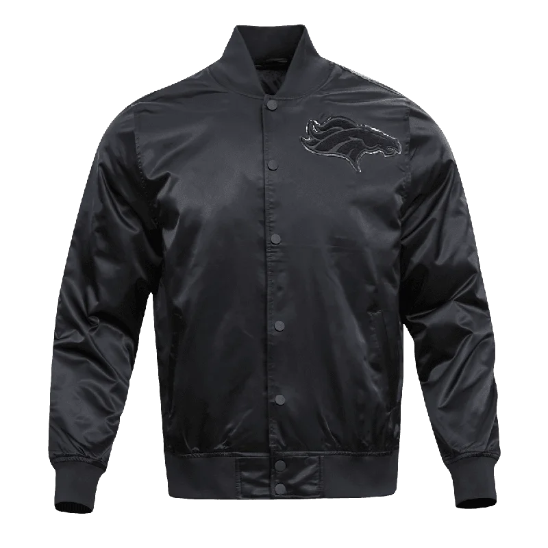 NFL DENVER BRONCOS TRIPLE BLACK MEN'S SATIN JACKET (TRIPLE BLACK)