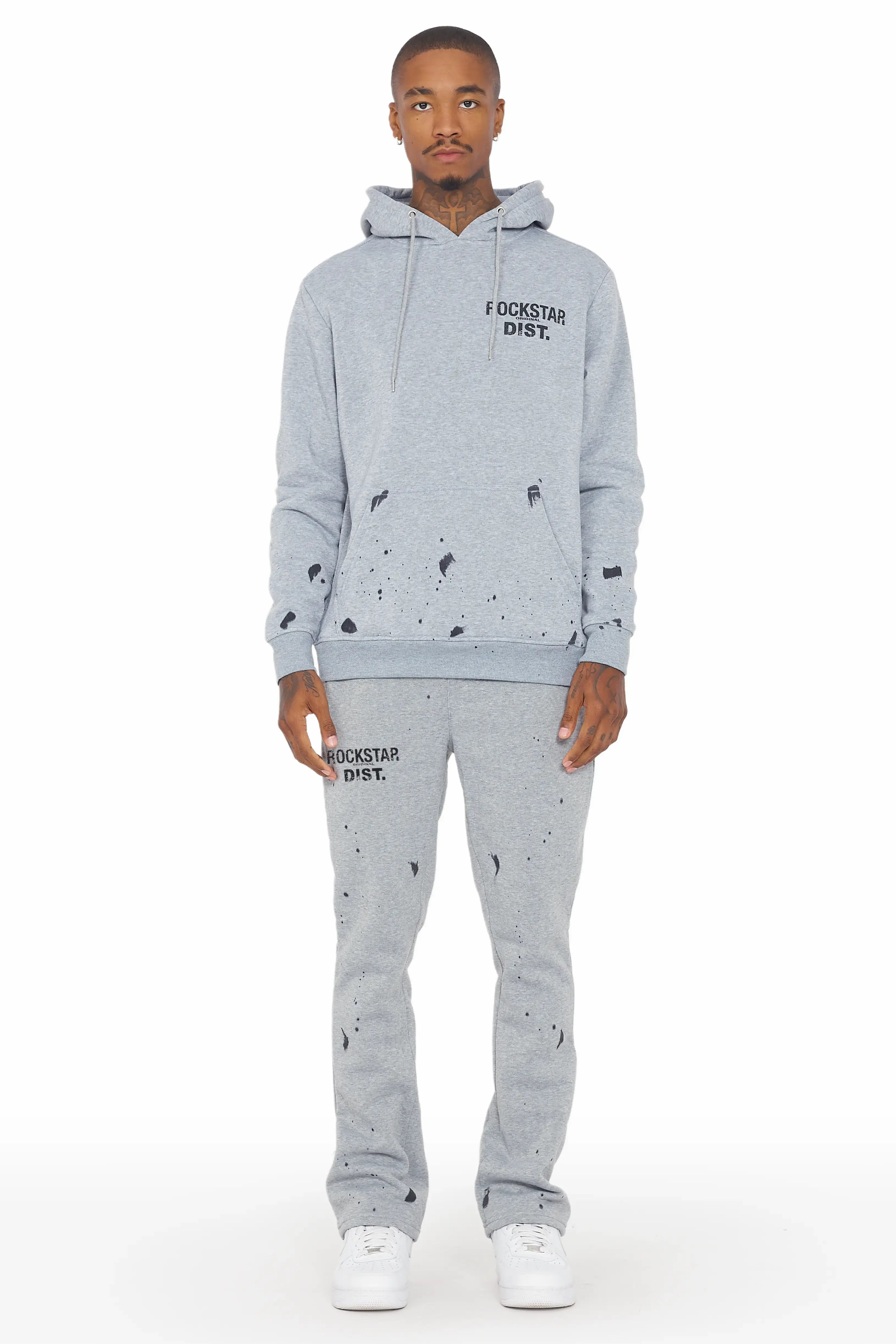 Raffer Heather Grey Hoodie/Stacked Flare Track Set