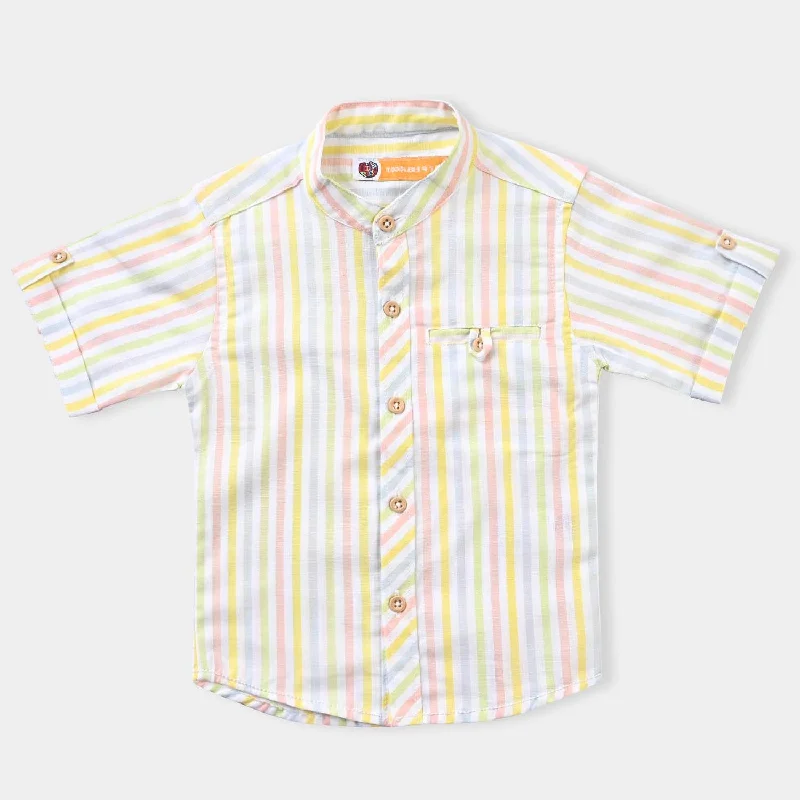 Boys Yarn Dyed Casual Shirt H/S- Stripe