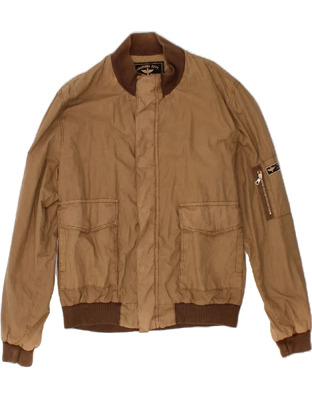 WPM Mens Bomber Jacket UK 42 XL Brown Cotton