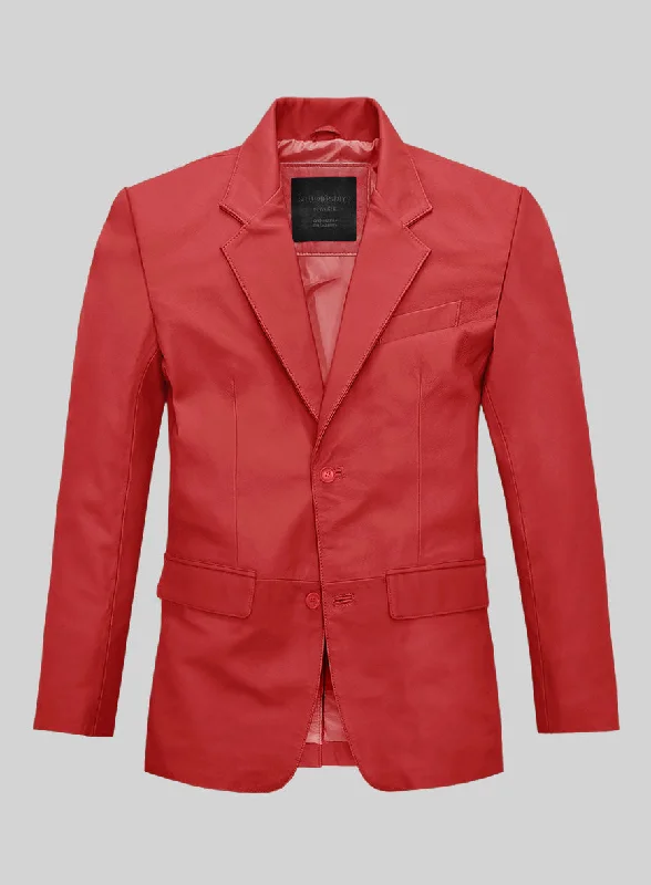 Soft Tango Red Leather Blazer