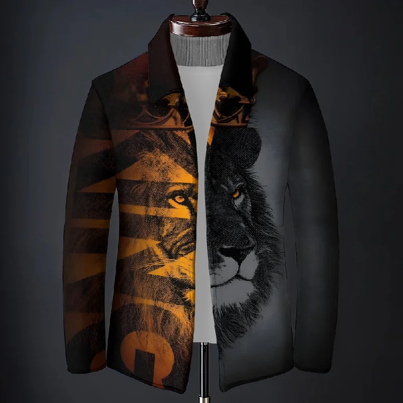 Men'S The Lion King Printed Long-Sleeved Woolen Coat 2409011541