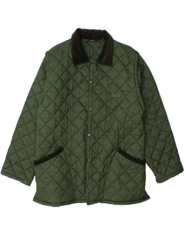 VINTAGE Mens Quilted Jacket UK 42 XL Green Polyester