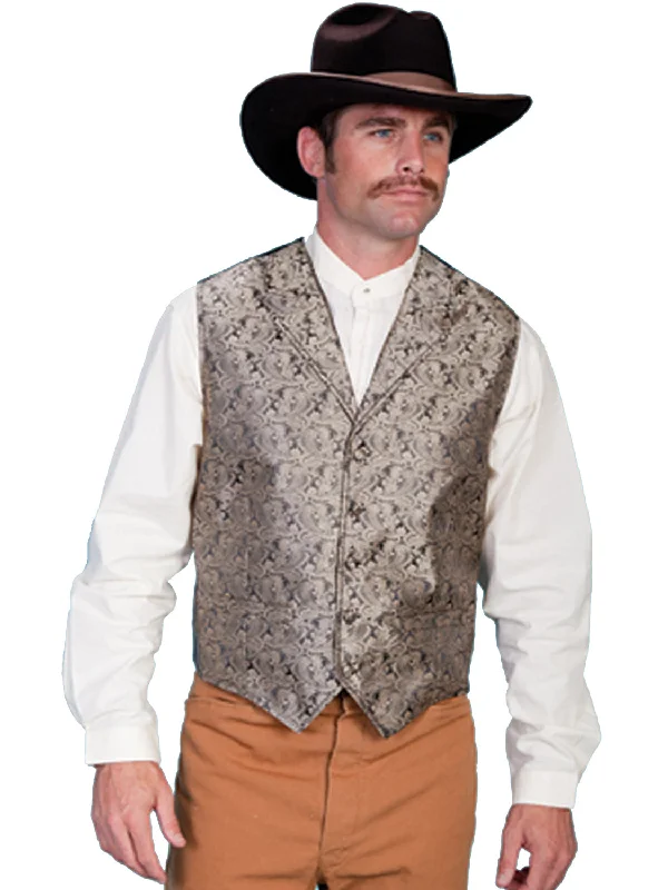 Scully Rangewear Mens Taupe Polyester Paisley Old West Vest XL