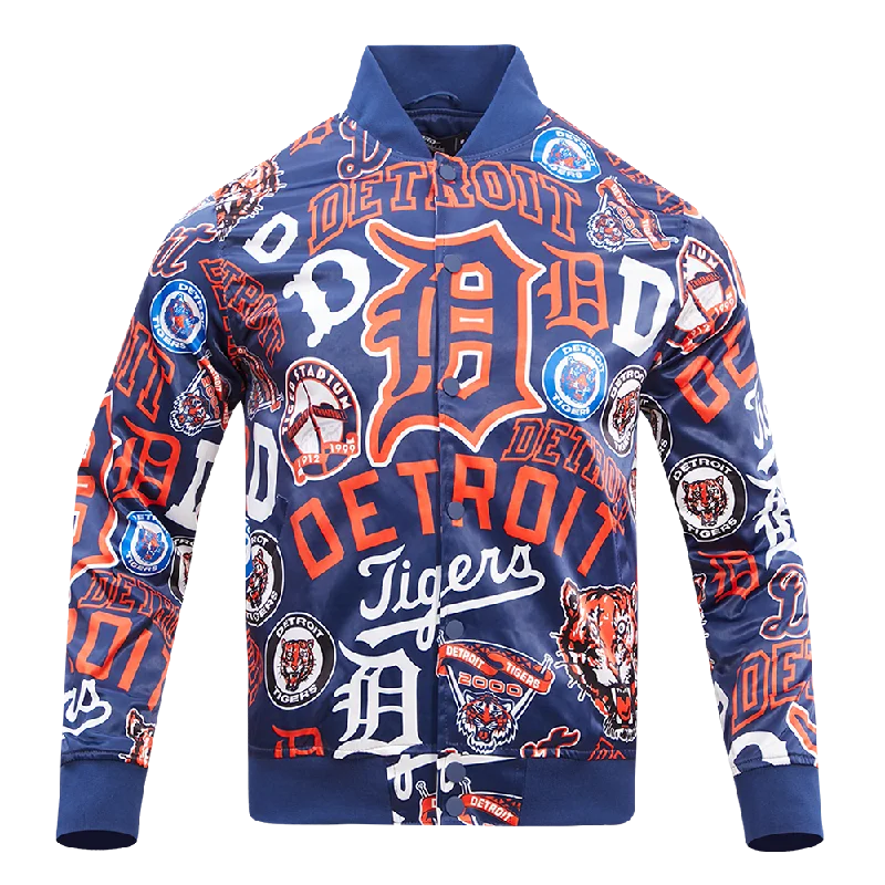 MLB DETROIT TIGERS AOP MEN'S SATIN JACKET (MIDNIGHT NAVY)