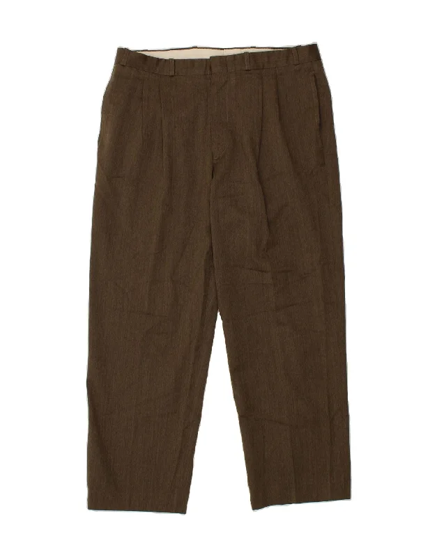 LONDON FOG Mens Pegged Chino Trousers W36 L28 Khaki Polyester