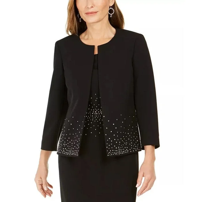 Kasper Women's Embellished Open Front Jacket Black Size 4