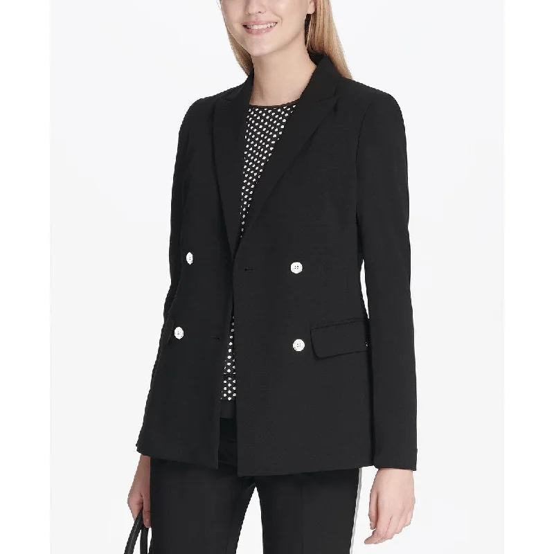 Calvin Klein Women's Scuba Double-Breasted Jacket Black Size 6