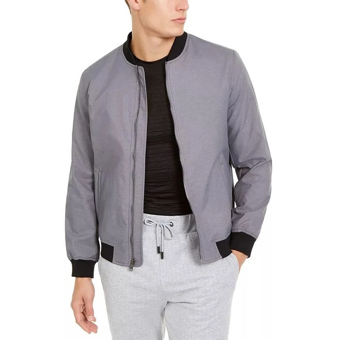 Alfani Men's Full Zip Bomber Jacket Grey Size Large