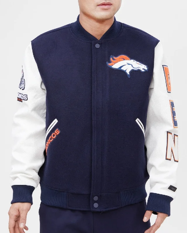 NFL DENVER BRONCOS CLASSIC WOOL MEN'S VARSITY JACKET (MIDNIGHT NAVY/WHITE)