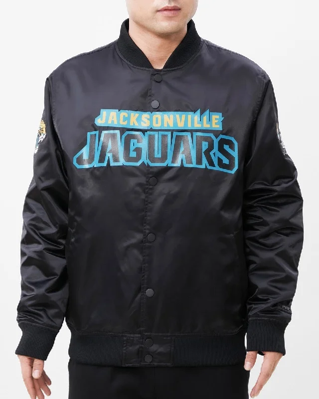 NFL JACKSONVILLE JAGUARS TEAM BIG LOGO MEN'S SATIN JACKET (BLACK)