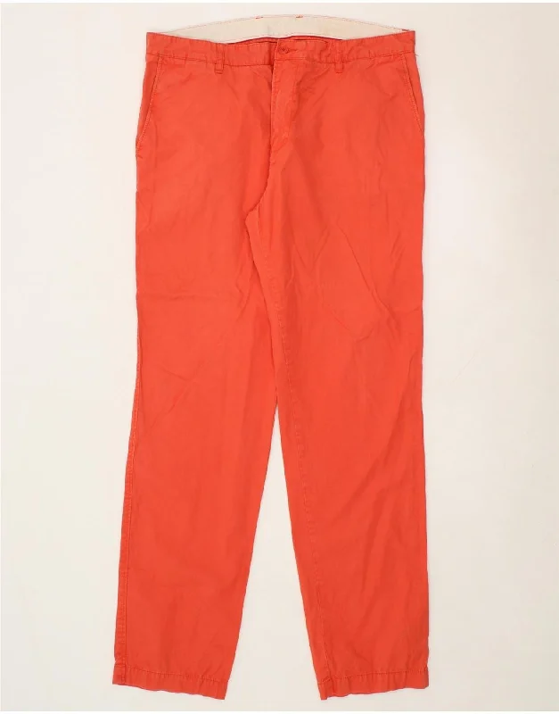 LACOSTE Mens Slim Chino Trousers W36 L33 Orange Cotton