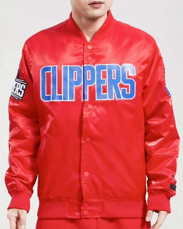 NBA LOS ANGELES CLIPPERS BIG LOGO MEN'S SATIN JACKET (RED)