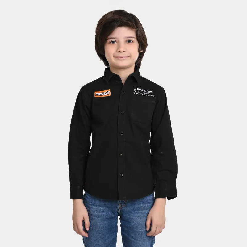 Boys Cotton Casual Shirt Activated-BLACK