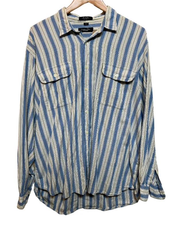 Christian Dior Mens Blue White Striped Shirt (Size L)