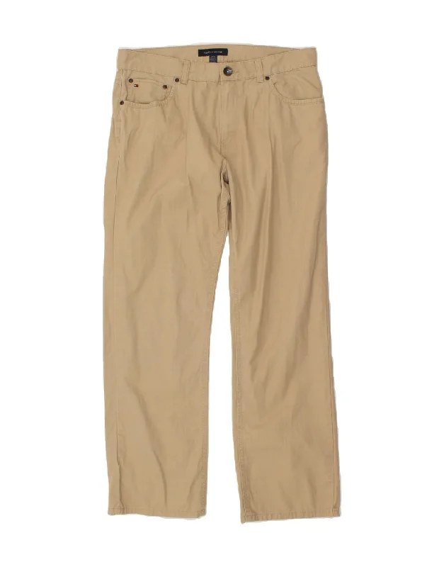 TOMMY HILFIGER Mens Straight Casual Trousers W32 L30 Beige Cotton