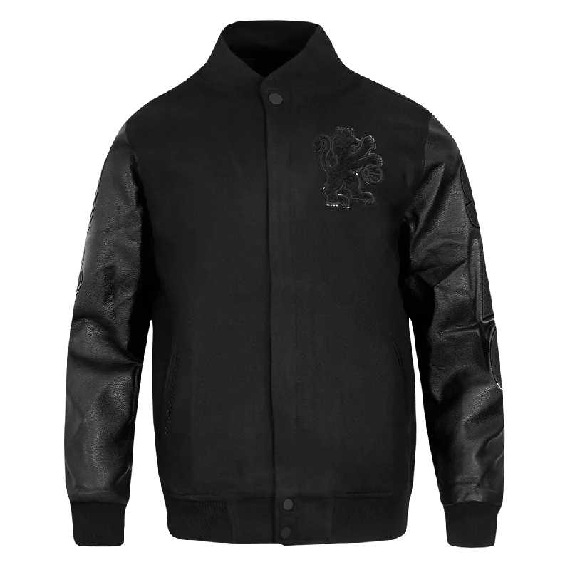 NBA SACRAMENTO KINGS TRIPLE BLACK WOOL MEN'S VARSITY JACKET (TRIPLE BLACK)