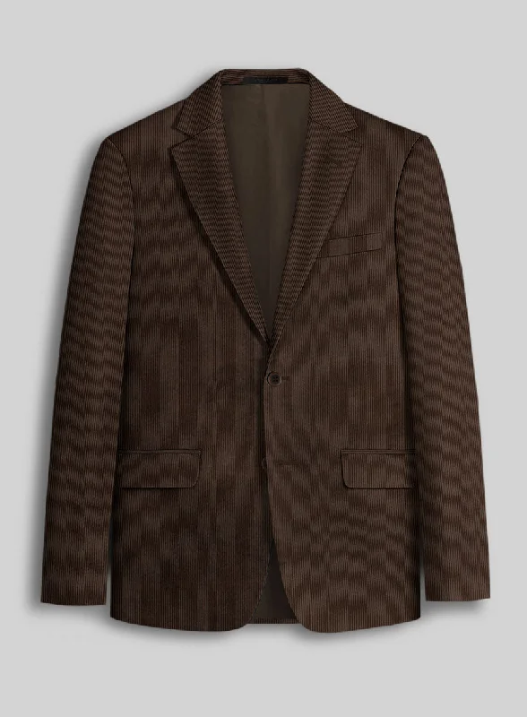 Dark Brown Stretch Pin Corduroy Jacket