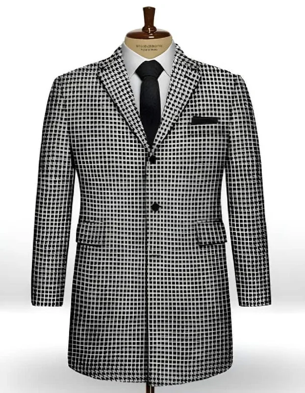 Mens Overcoat - Topcoat For Men - Winter Fabric - Houndstooth Overcoat - Houndstooth Topcoat - Houndstooth Checker Car Coat