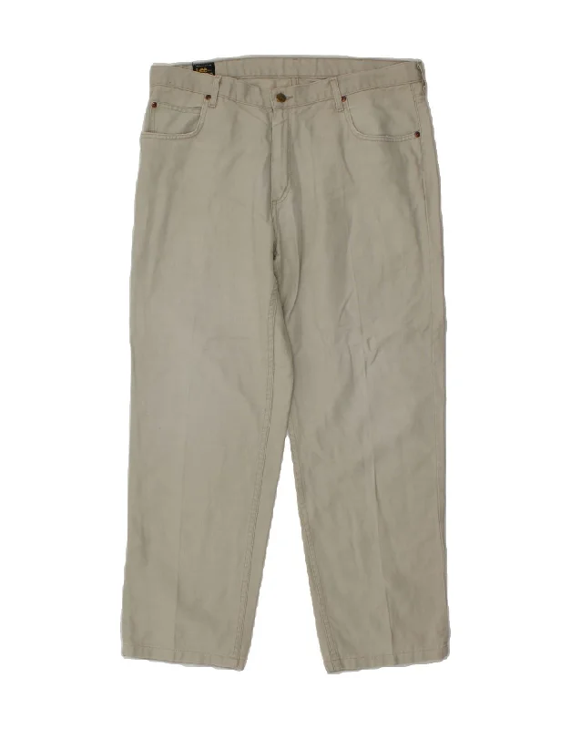 LEE Mens Straight Casual Trousers W38 L32 Beige Cotton