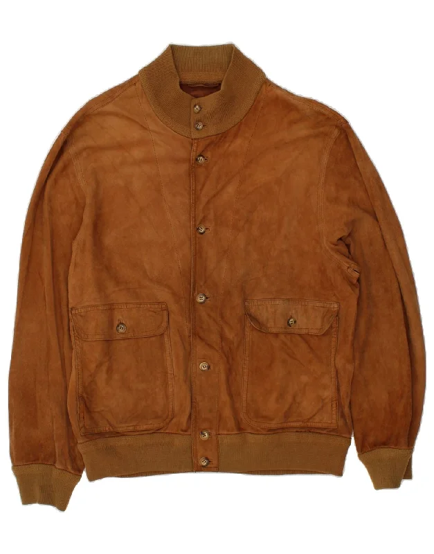 SALFRA Mens Suede Bomber Jacket UK 42 XL Brown