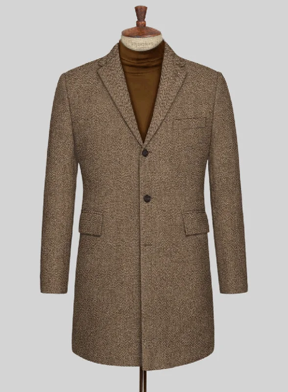 Irish Brown Herringbone Tweed Overcoat