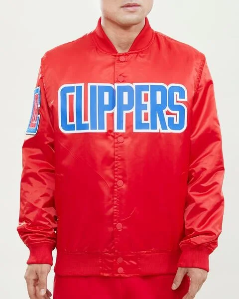 NBA LOS ANGELES CLIPPERS WORDMARK MEN'S SATIN JACKET (RED)