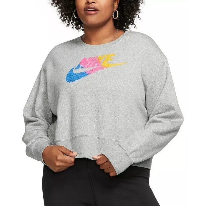 Nike Women's Plus Size Sportswear Fleece Crewneck Sweatshirt Gray Size X-Large