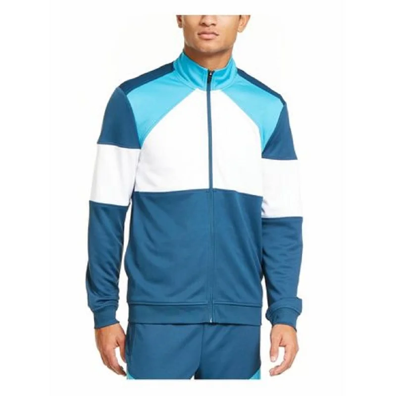 Id Ideology Men's Colorblocked Track Jacket Turq/Aqua Size XX Large - XX-Large