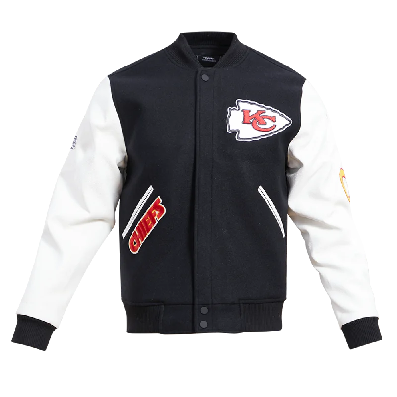 NFL KANSAS CITY CHIEFS CLASSIC WOOL MEN'S VARSITY JACKET (BLACK/WHITE)