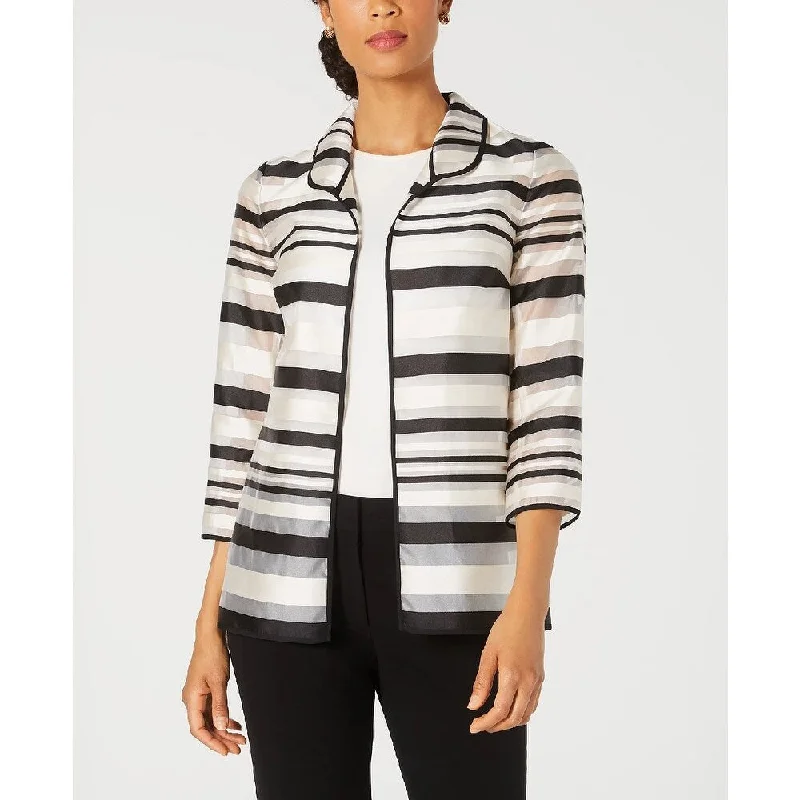 Kasper Women's Petite Shadow-Stripe Jacket Black Size 1