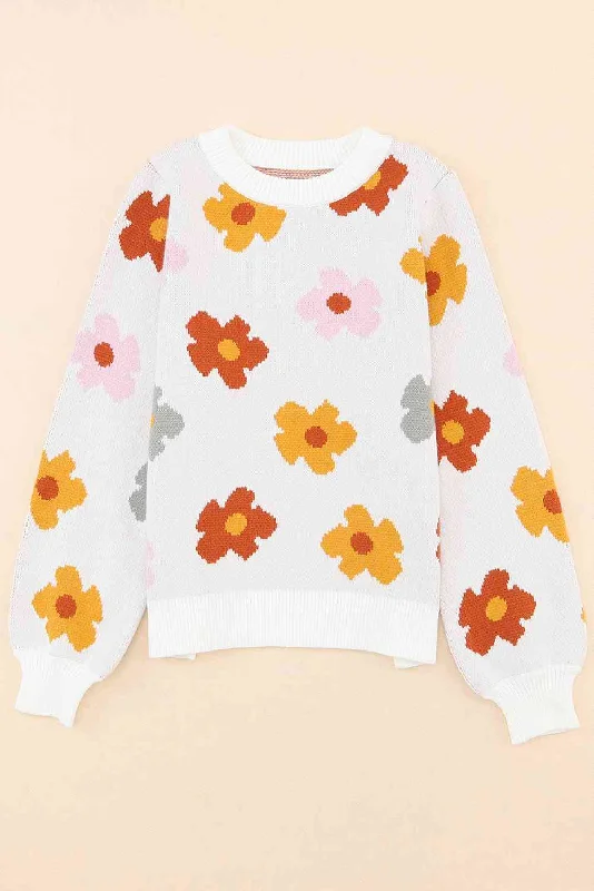 Floral Round Neck Sweater