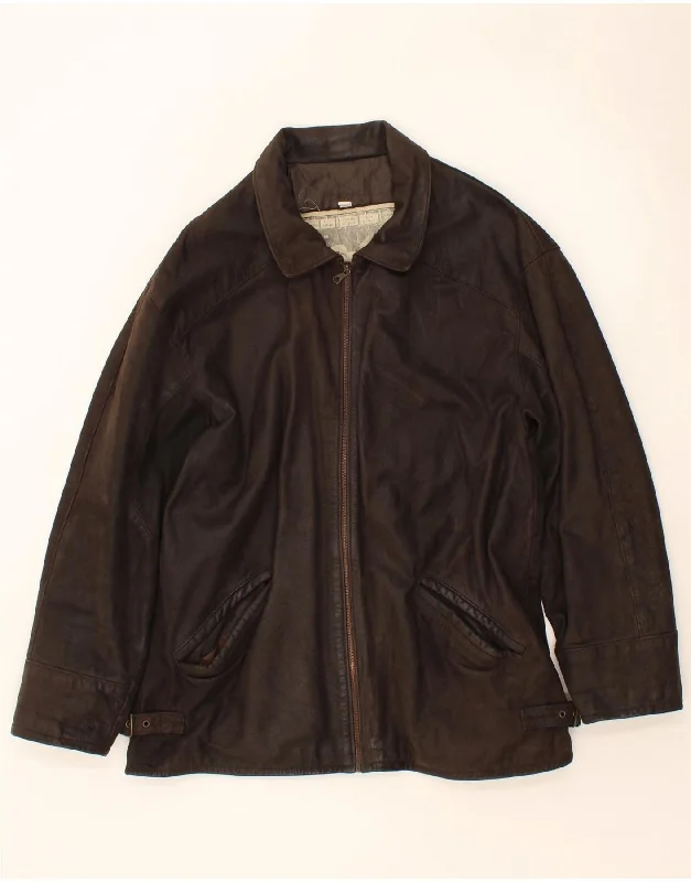 VINTAGE Mens Leather Jacket UK 40 Large Brown Leather