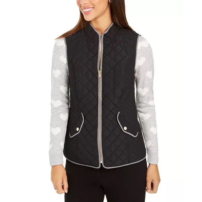 Charter Club Women's Quilted Stand-Collar Vest Black Size Extra Small - X-Small