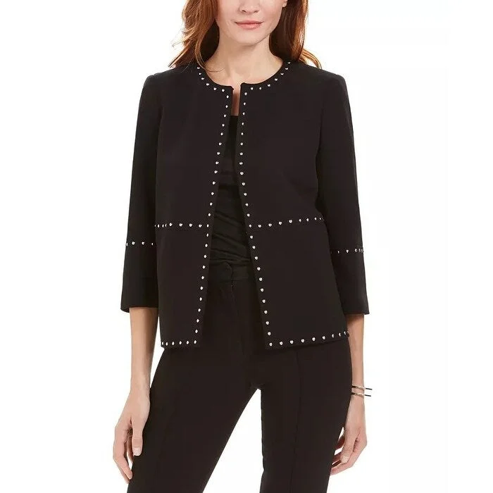 Kasper Women's Stud Trim Open Front Jacket Black Size Large